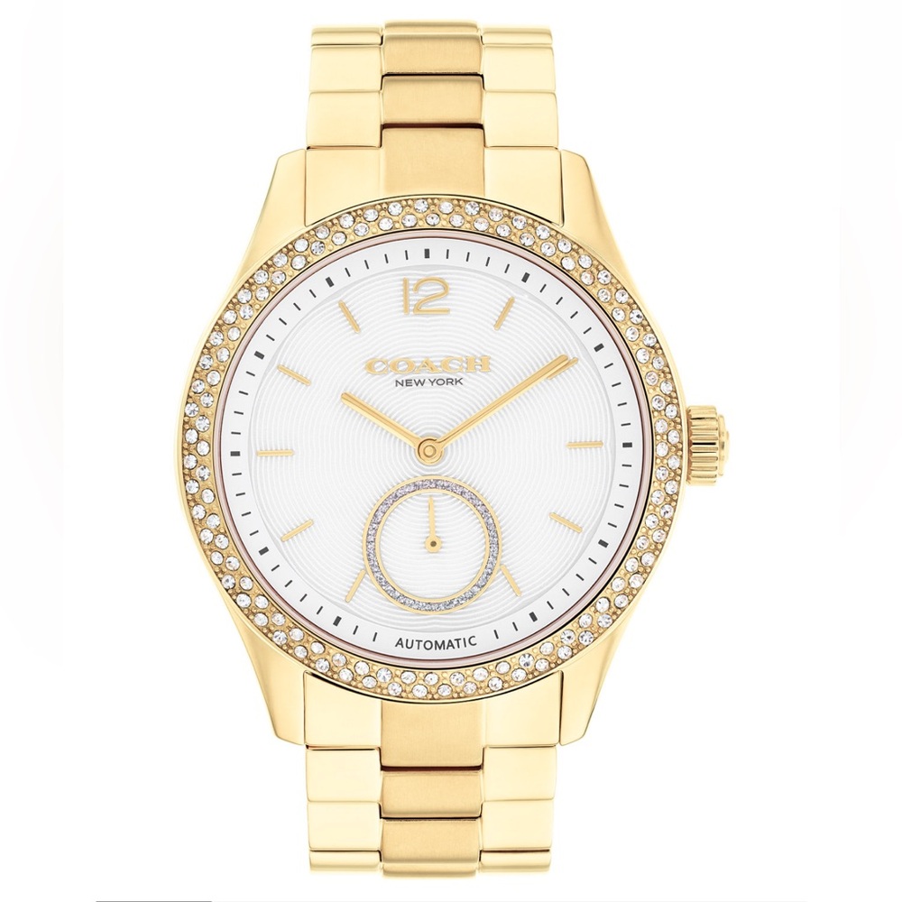Coach Gold Women's Watch with Crystal White Face